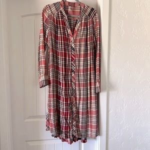 Free People shirt dress plaid long sleeve button up